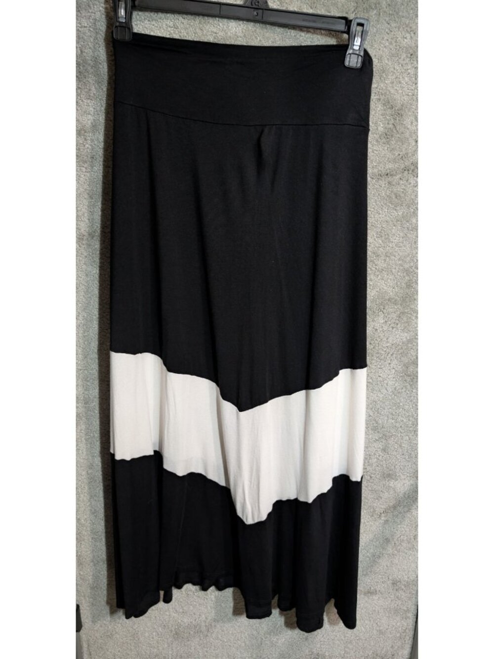 New Directions Women's Black White Colorblock Maxi Skirt Size M Long Stretch 043